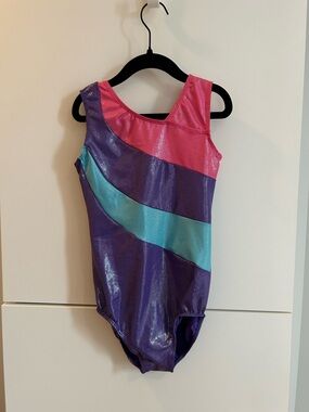 Shiny Colorblock Gymnastics or Dance Leotard - Pink, Teal, Purple